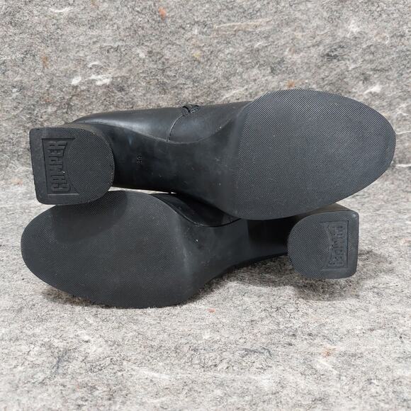 Camper Kara Boots Women's Size EU 39 US 8.5 Black Leather Flared Block Heel - Picture 7 of 10